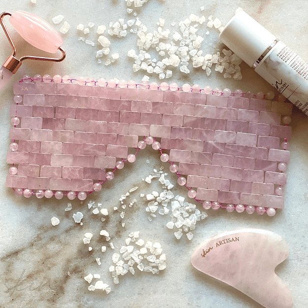 Rose Quartz Roller, Rose Quartz Gua Sha, Rose Quartz Eye Mask - Skin Artisan